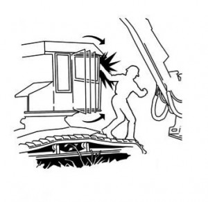 OPERATOR FRACTURES FINGERS EXITING HARVESTER