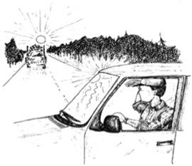 SUN BLINDS DRIVER, LEADING TO COLLISION