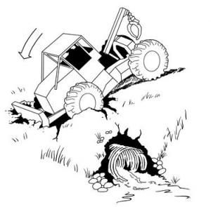 SKIDDER FALLS INTO COLLAPSING CULVERT VOID