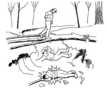 TIMBER CRUISER FALLS OFF ELEVATED, DOWNED TREE