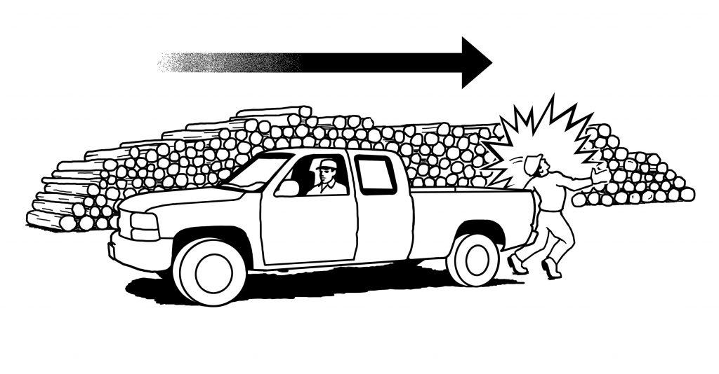 Pickup Truck Backs Over Manager